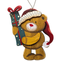 Teddy's Christmas Cheer: Hand-Painted Plywood Ornament