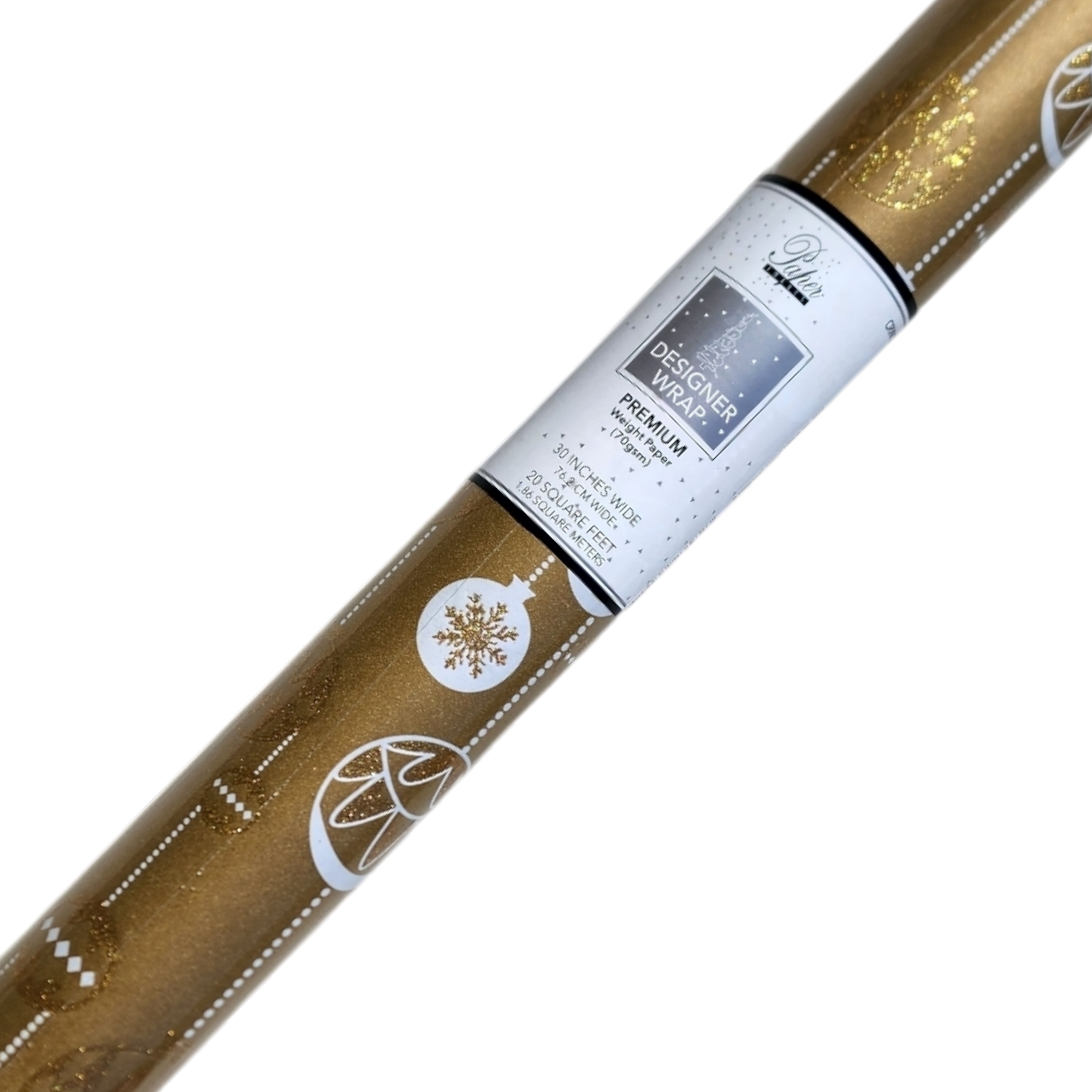 Glitter Accented Roll Wrap - 30" x 96" - Golden Ornament