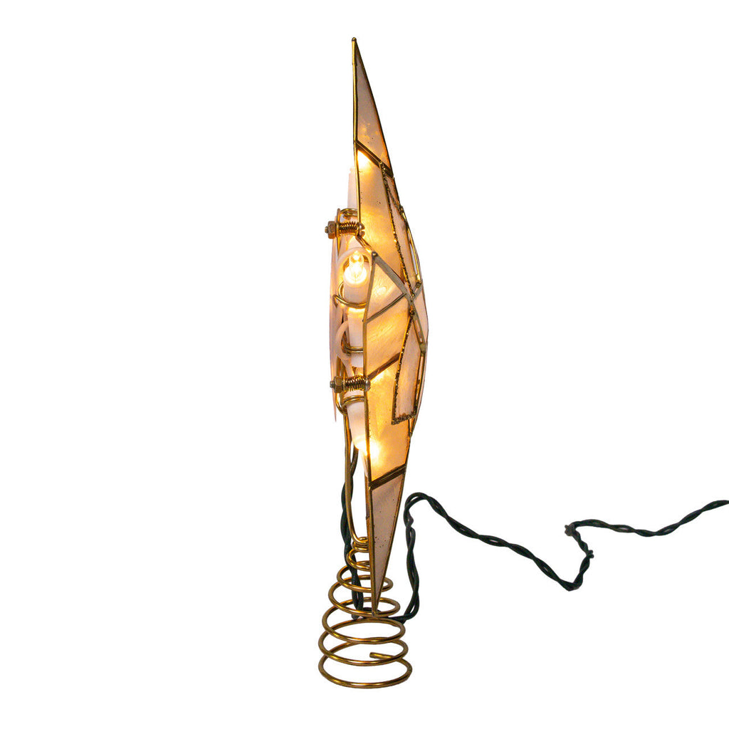 9.84" 10L 5-Point Gold Glittered Capiz Star Treetop