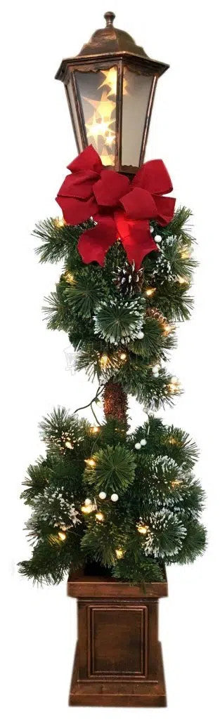 Lamp Post With Big Red Bow
