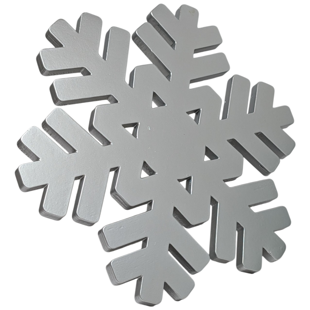 Wood Snowflake Design Riser Silver