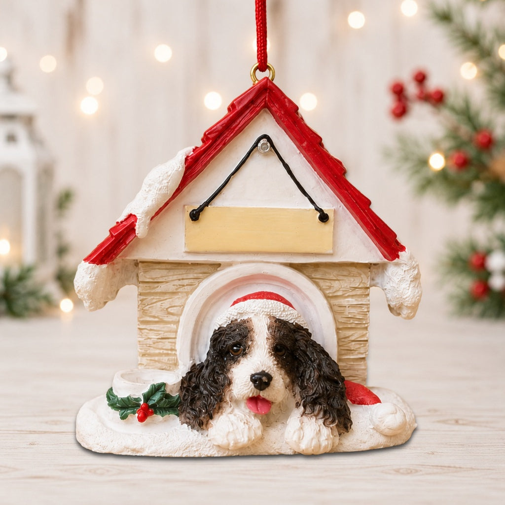 Ceramic Doghouse Ornament - Springer Spaniel