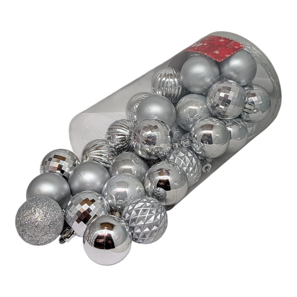Ball Watch Shatterproof 40mm Ornaments - Set of 34 - Silver