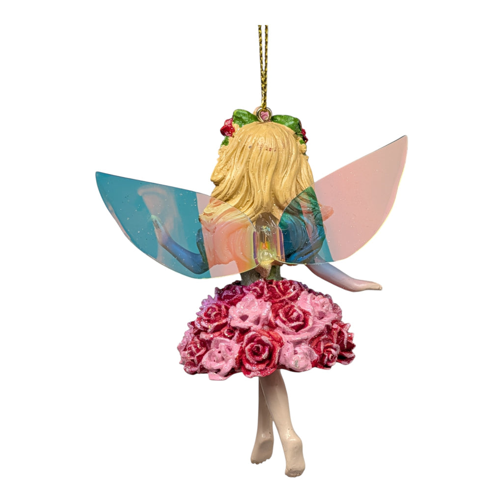 Rose Fairy's Grace: Delicate Flower Fairy Ornament