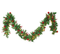 Pre-Lit Holiday Garland - 9 Foot with Red Balls