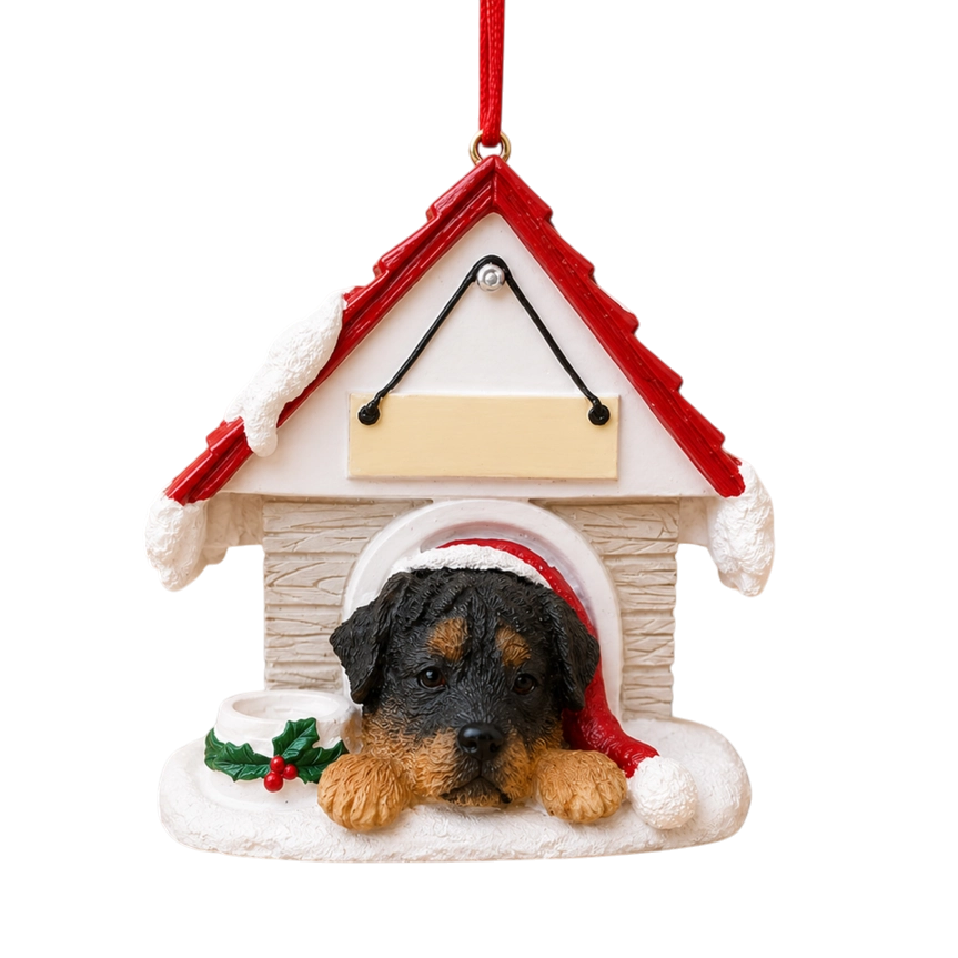 Ceramic Doghouse Ornament - Rottweiler