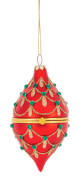 Glittered Hinged Drop Ornament - Red