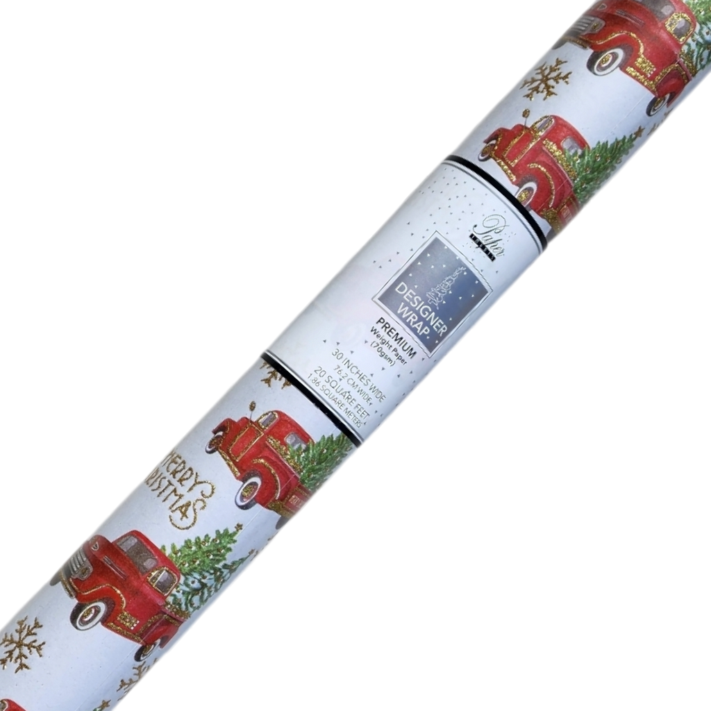 Glitter Accented Roll Wrap - 30" x 96" - Holiday Cheer