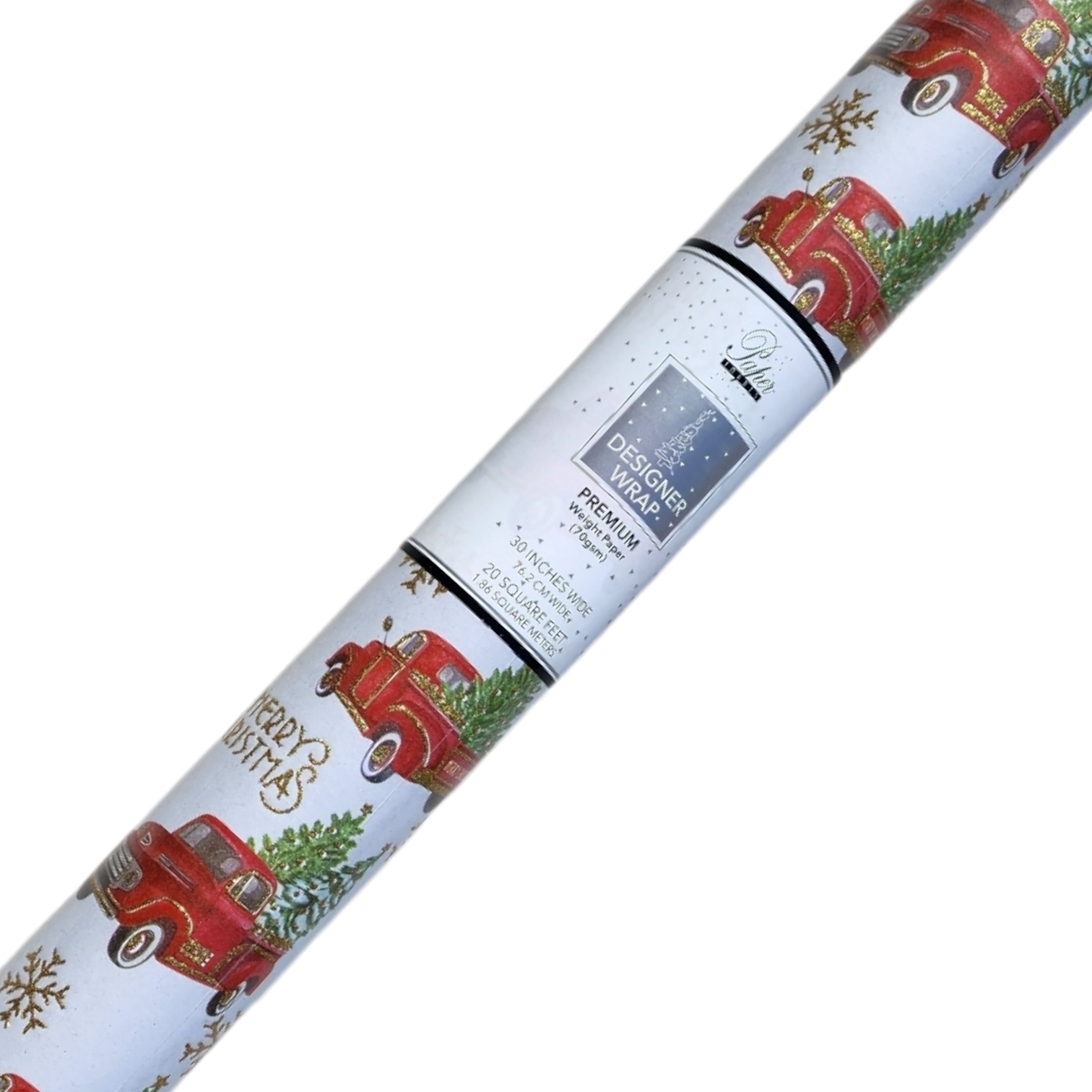 Glitter Accented Roll Wrap - 30" x 96" - Holiday Cheer