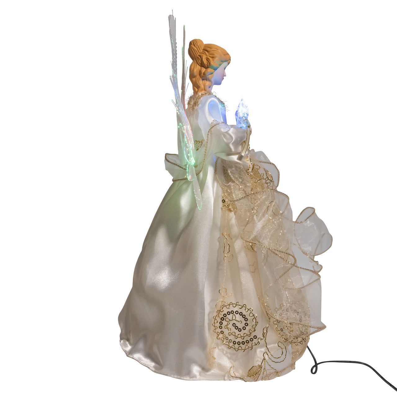Fiber Optic LED Multi Color Ivory and Gold Angel Treetop