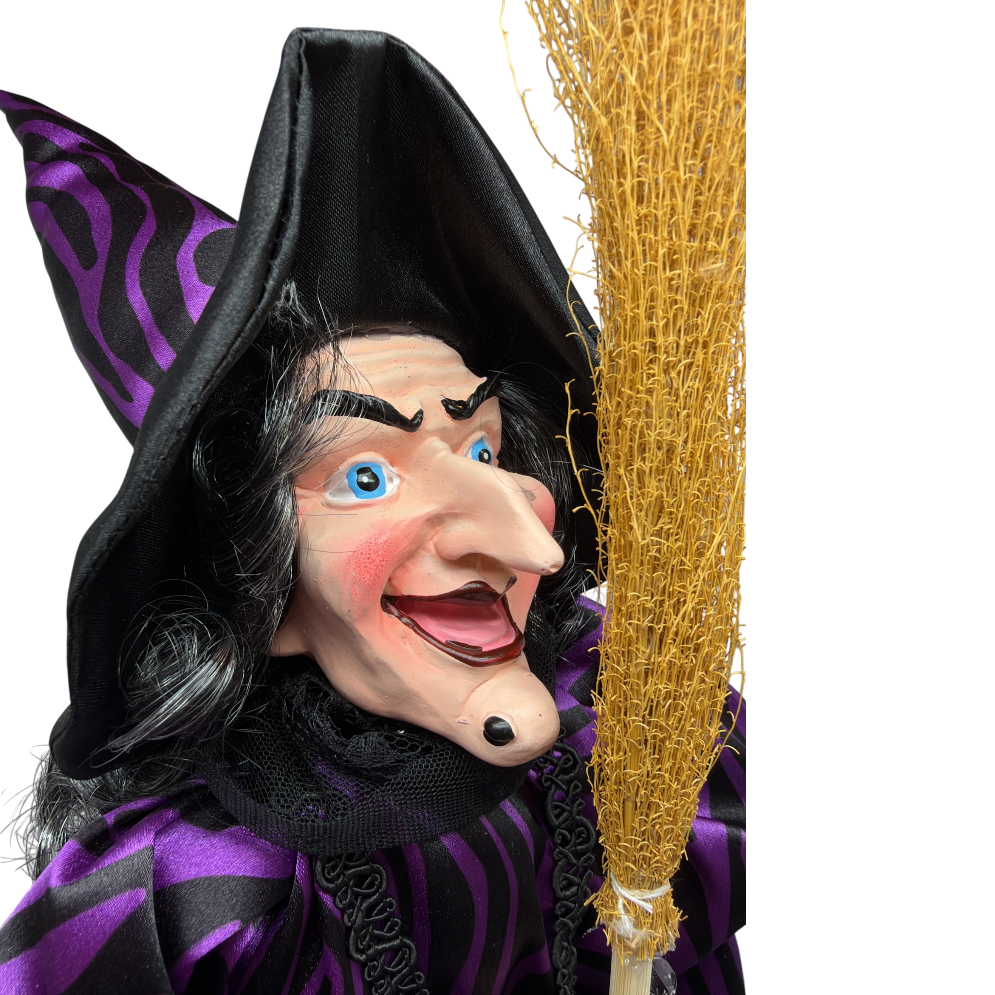 Black and Purple Fabric Sitting Halloween Witch