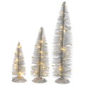 Lighted Holiday Bottle Brush Trees - Silver Set of 3
