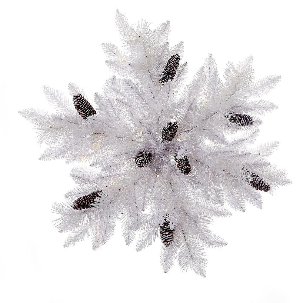 32" Battery-Operated Pre-Lit LED White Snowflake Wreath