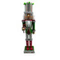 Red White and Green Nutcracker With Striped Hat